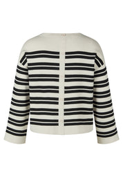 Strickpullover - 5608-Elfenbein - Schwarz | Weiß