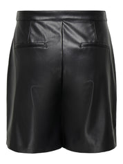 Shorts in Lederoptik Regular Fit - Black - Schwarz