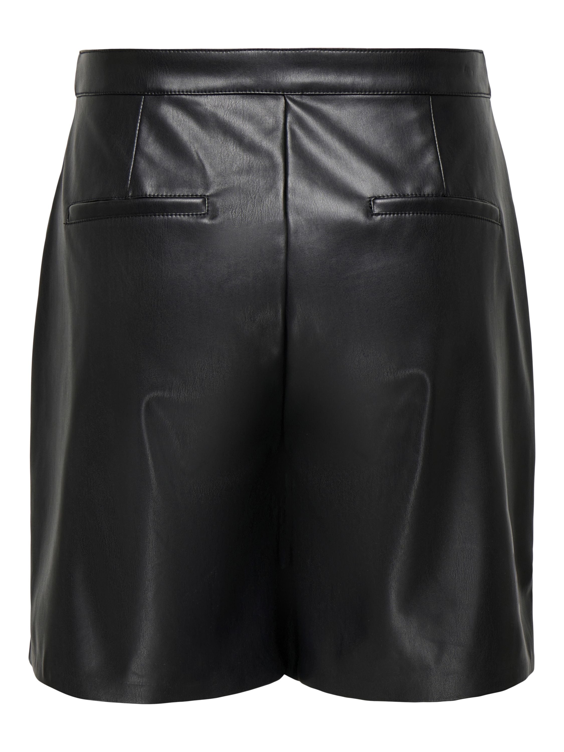 Shorts in Lederoptik Regular Fit - Black - Schwarz