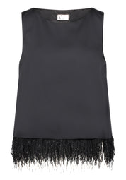 Top mit Fransen - 9045-Black - Schwarz