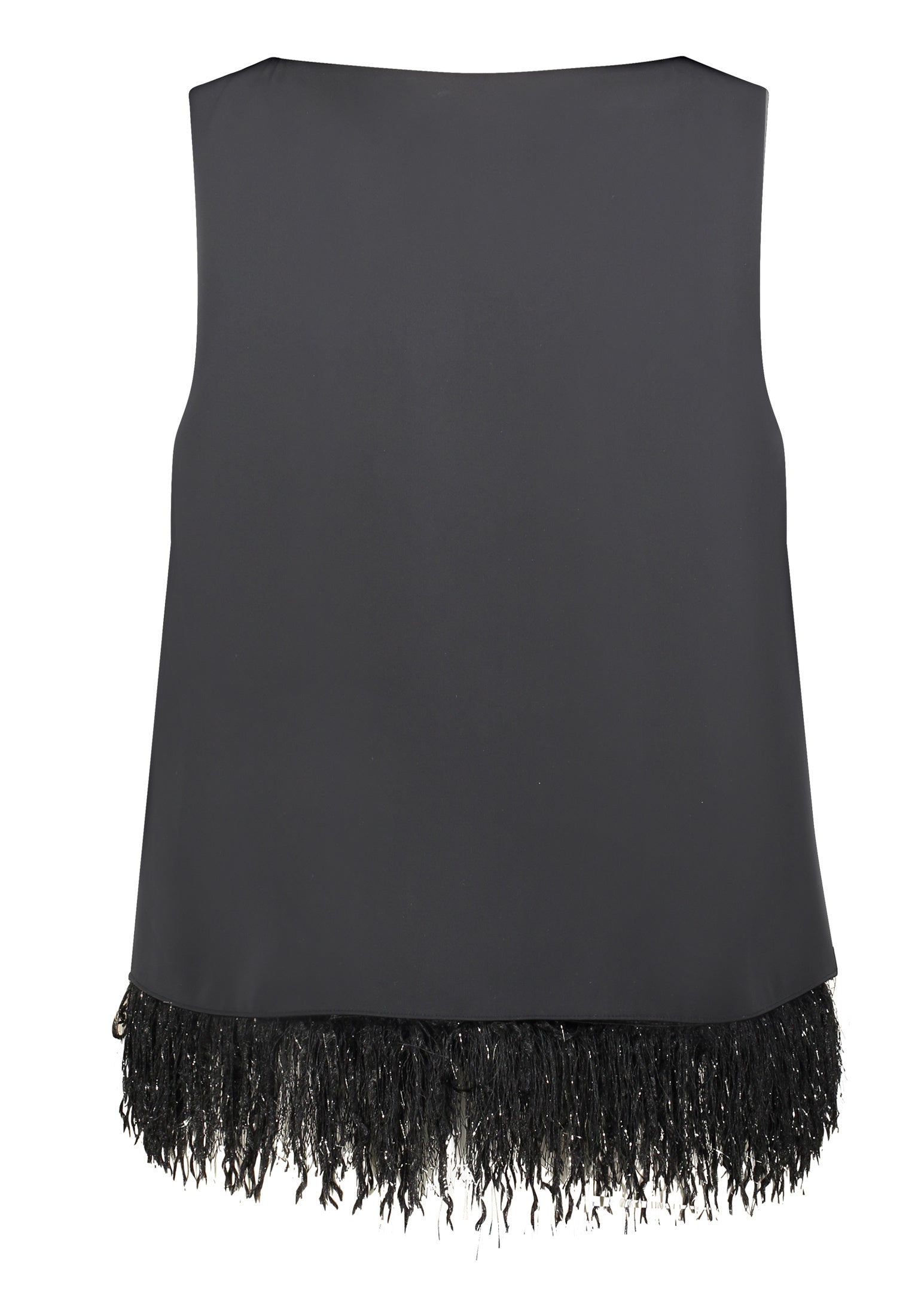 Top mit Fransen - 9045-Black - Schwarz