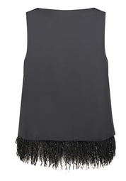 Top mit Fransen - 9045-Black - Schwarz