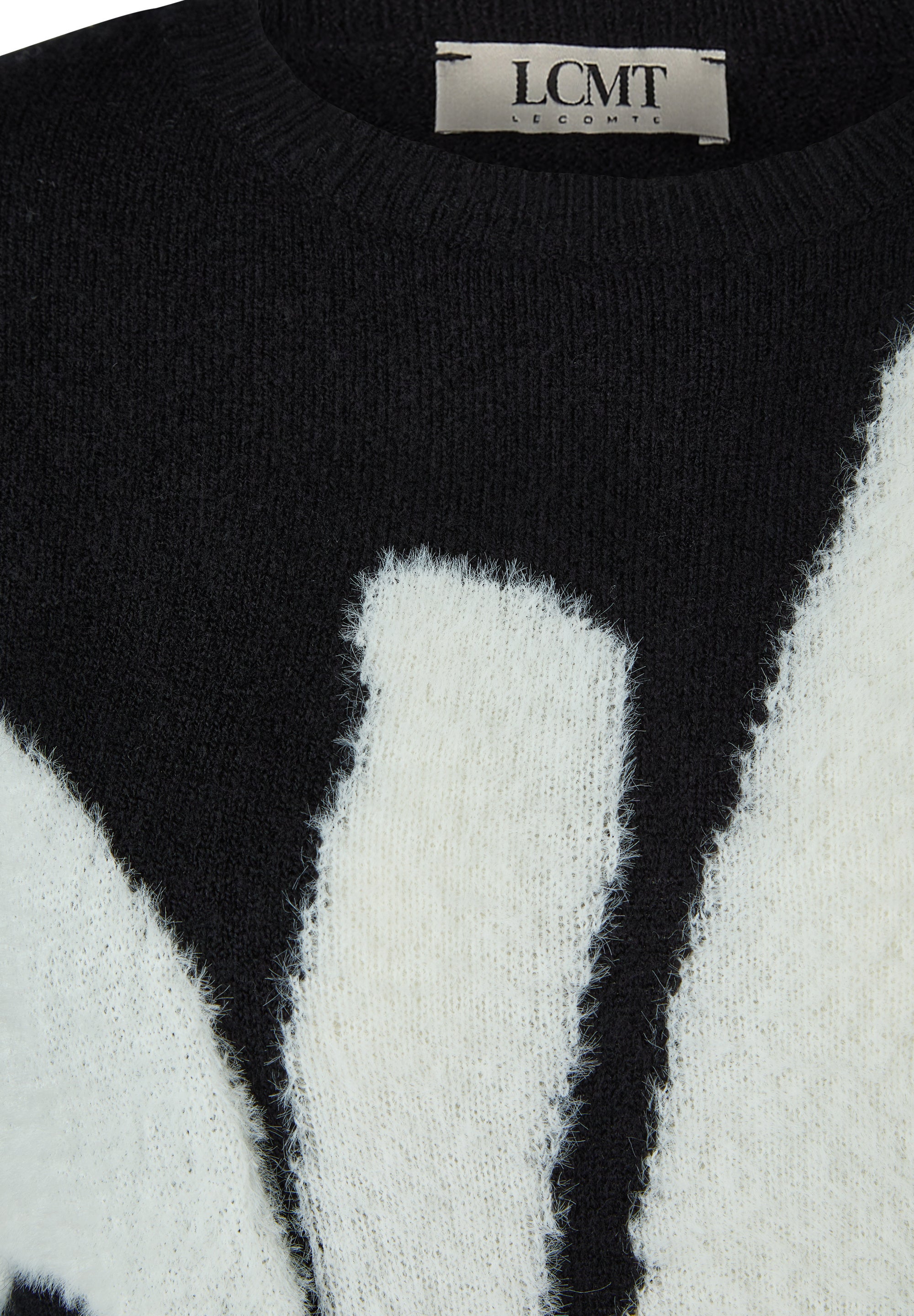 Strickpullover - 5099-Schwarz - Schwarz | Weiß