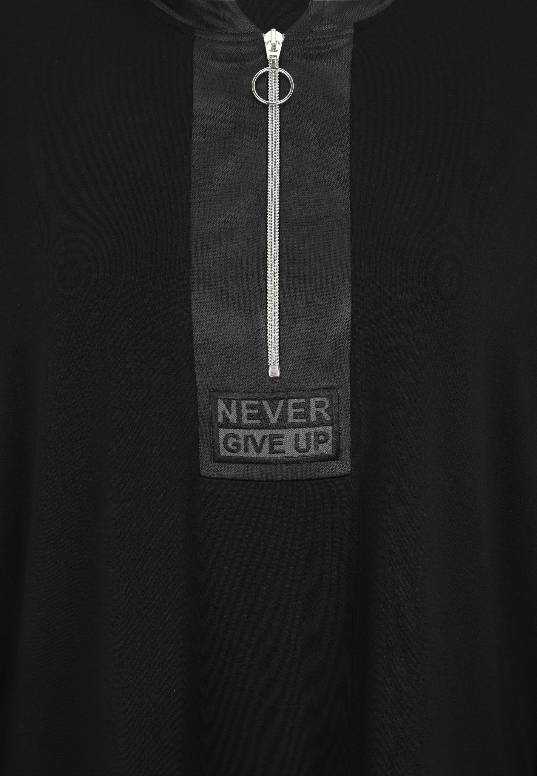 Langarmshirt mit Kapuze - 99-Schwarz - Schwarz