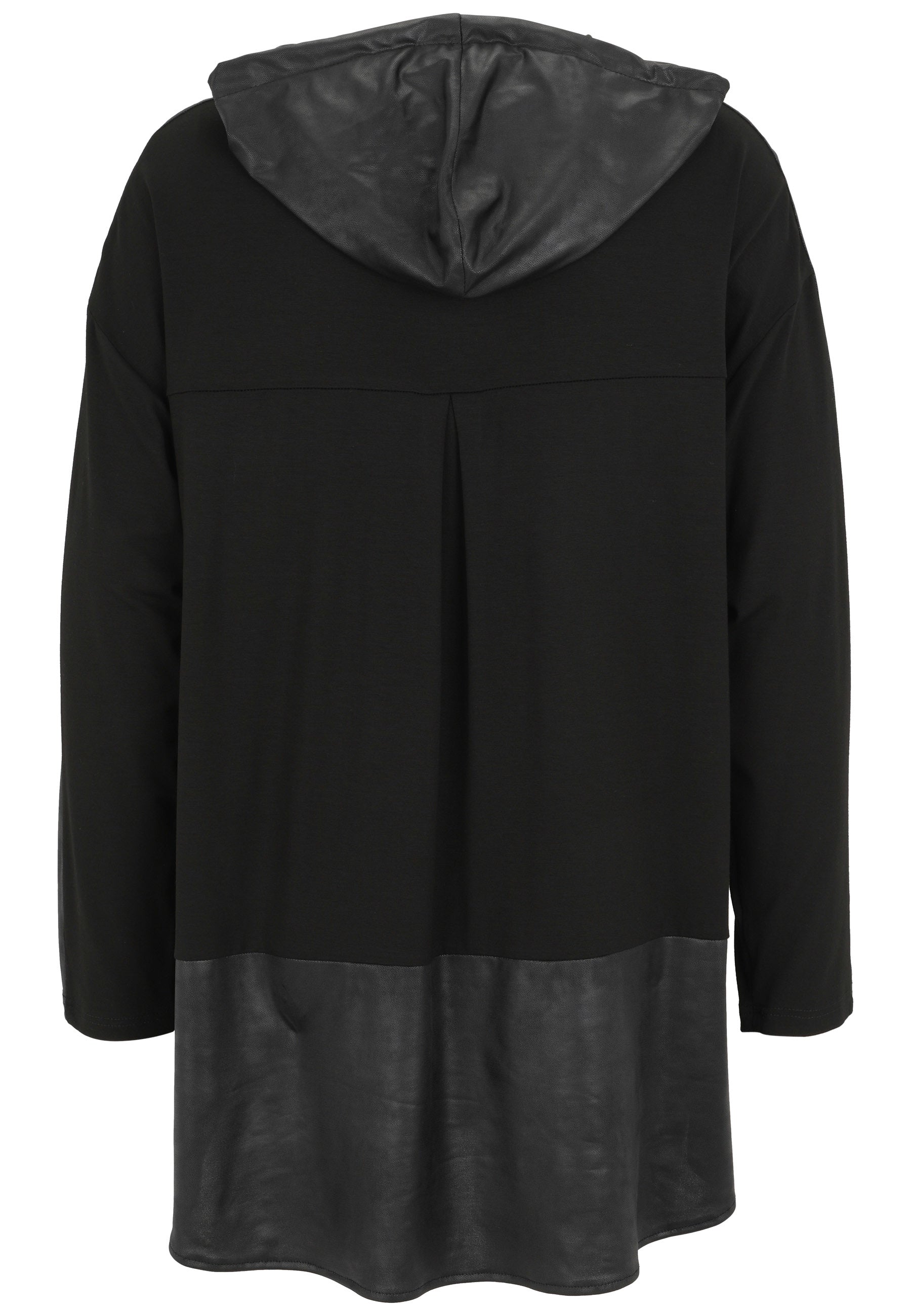 Langarmshirt mit Kapuze - 99-Schwarz - Schwarz