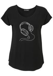 T-Shirt aus Viskose - 99-Schwarz - Schwarz