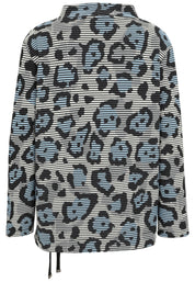 Sweatshirt mit Leoprint - 58-Hellblau - Blau