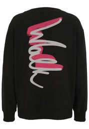 Sweatshirt aus Baumwollmix - 42-Pink - Schwarz