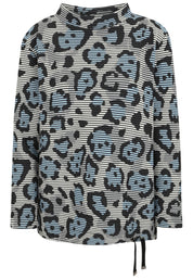 Sweatshirt mit Leoprint - 58-Hellblau - Blau