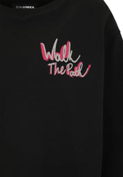 Sweatshirt aus Baumwollmix - 42-Pink - Schwarz
