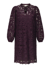 Spitzenkleid Midi mit V-Ausschnitt - Winetasting - Violett