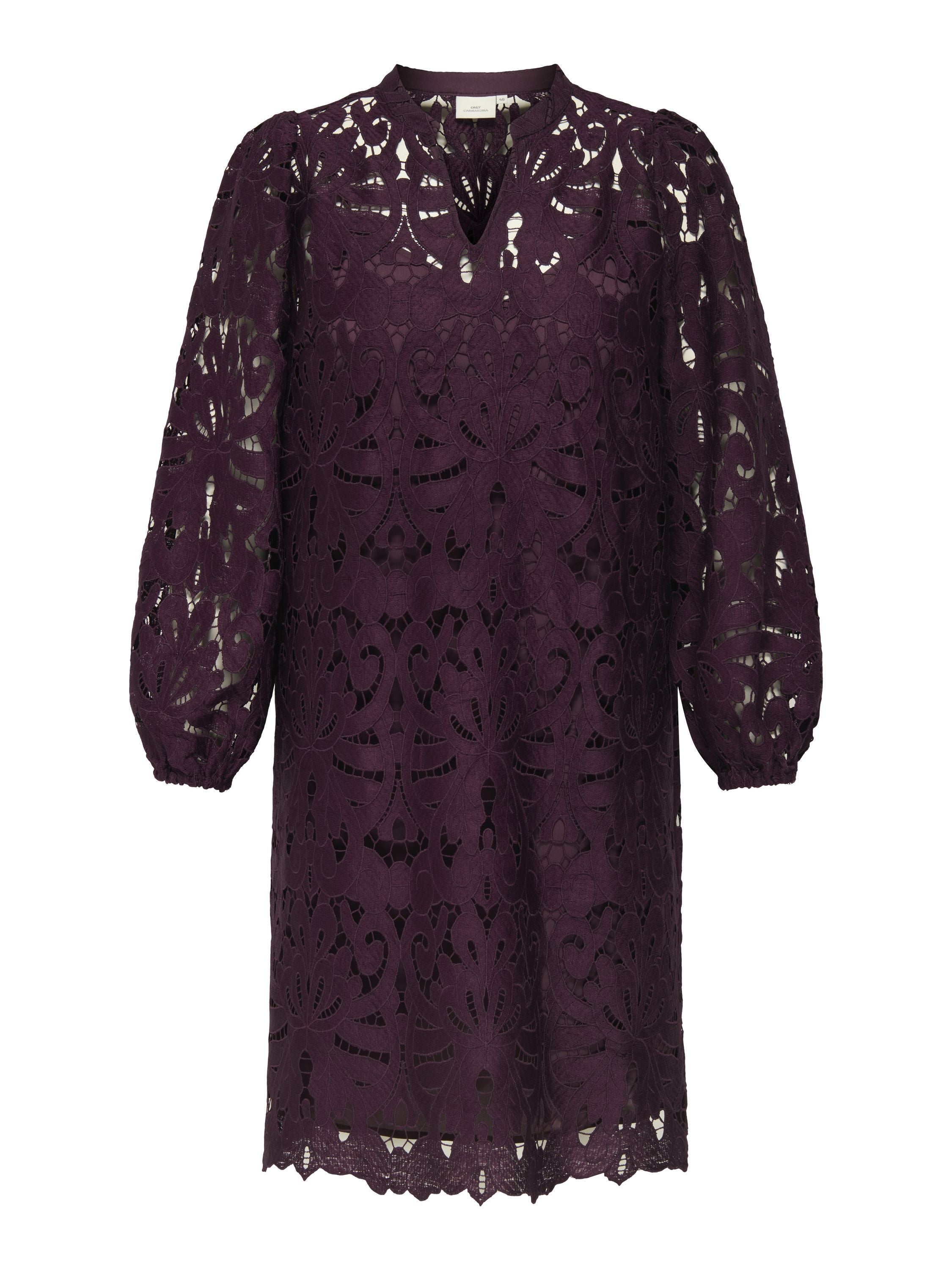 Spitzenkleid Midi mit V-Ausschnitt - Winetasting - Violett