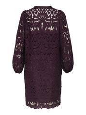 Spitzenkleid Midi mit V-Ausschnitt - Winetasting - Violett