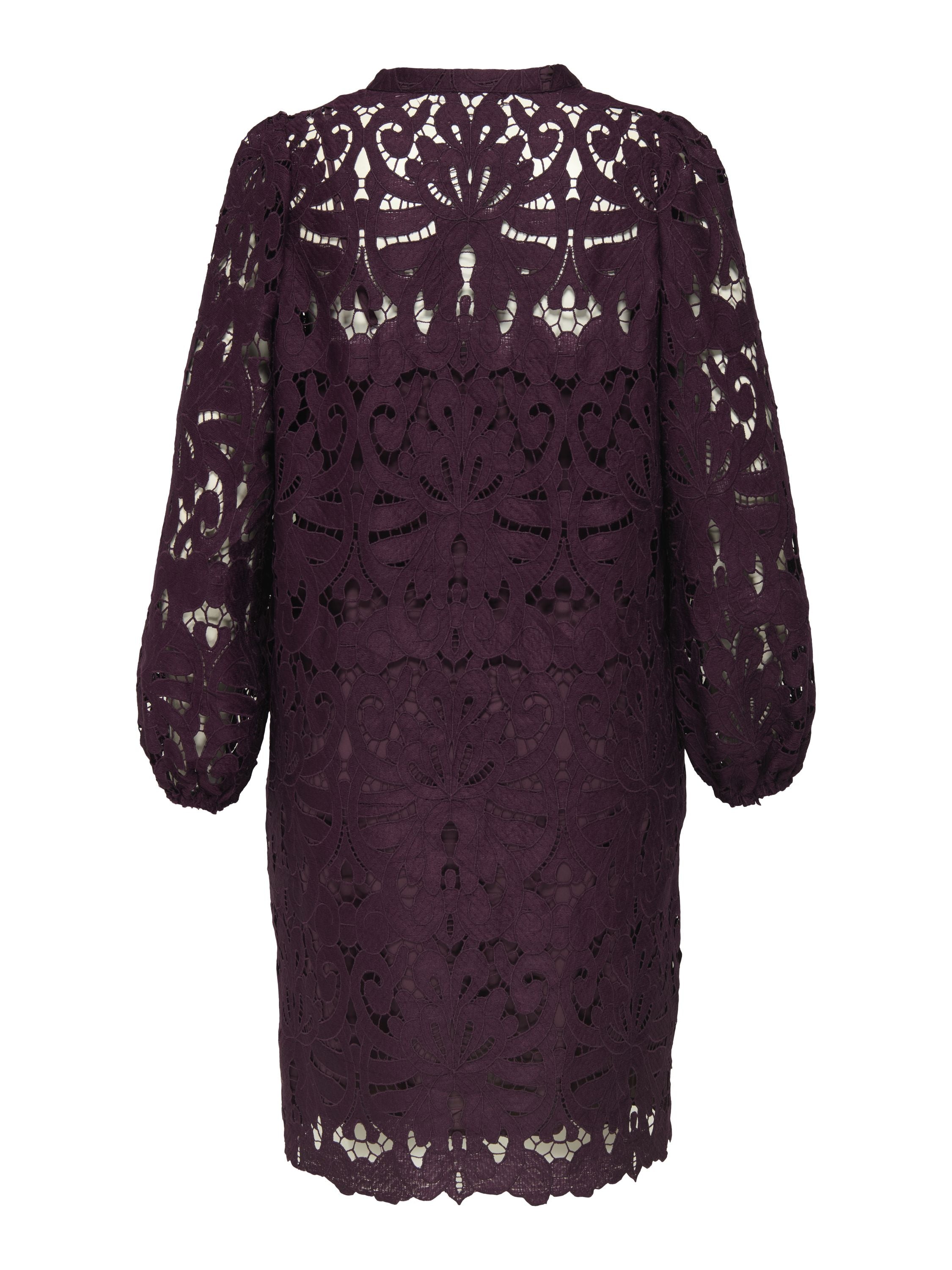 Spitzenkleid Midi mit V-Ausschnitt - Winetasting - Violett