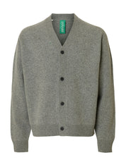 Strick-Cardigan aus Merinowolle - Medium Grey Melange - Grau