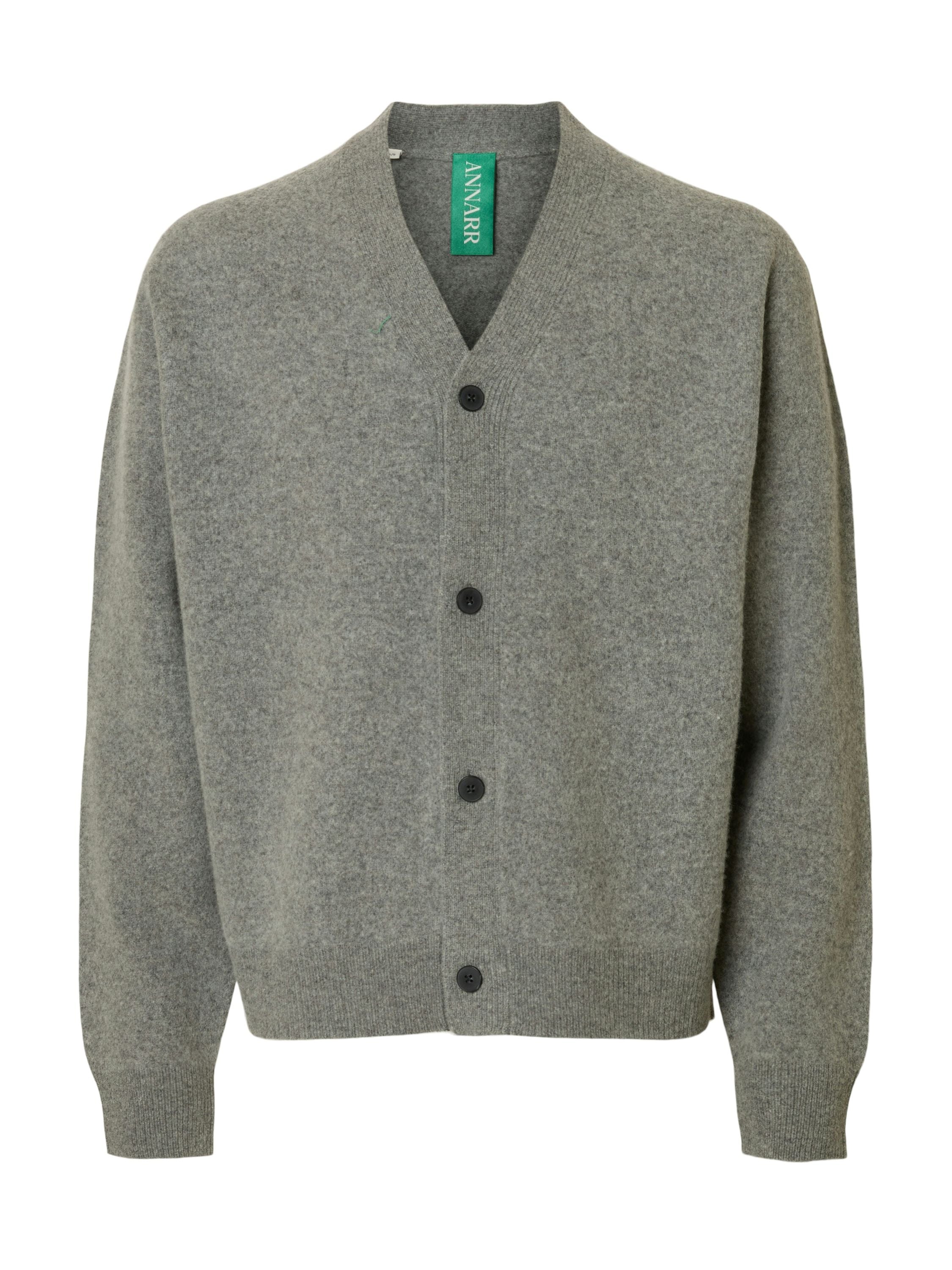 Strick-Cardigan aus Merinowolle - Medium Grey Melange - Grau
