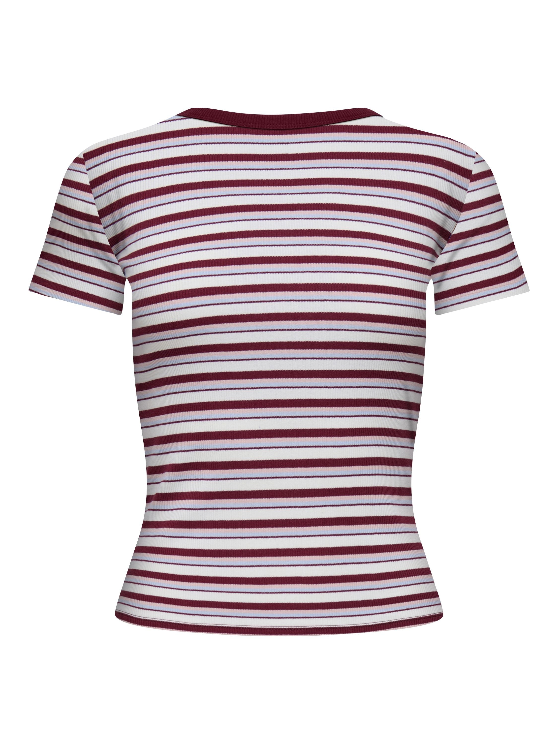 T-Shirt gestreift aus Baumwolle - Cabernet/Lini stripe + detail - Grün