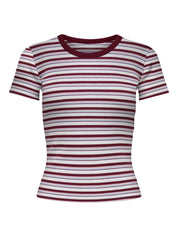 T-Shirt gestreift aus Baumwolle - Cabernet/Lini stripe + detail - Grün