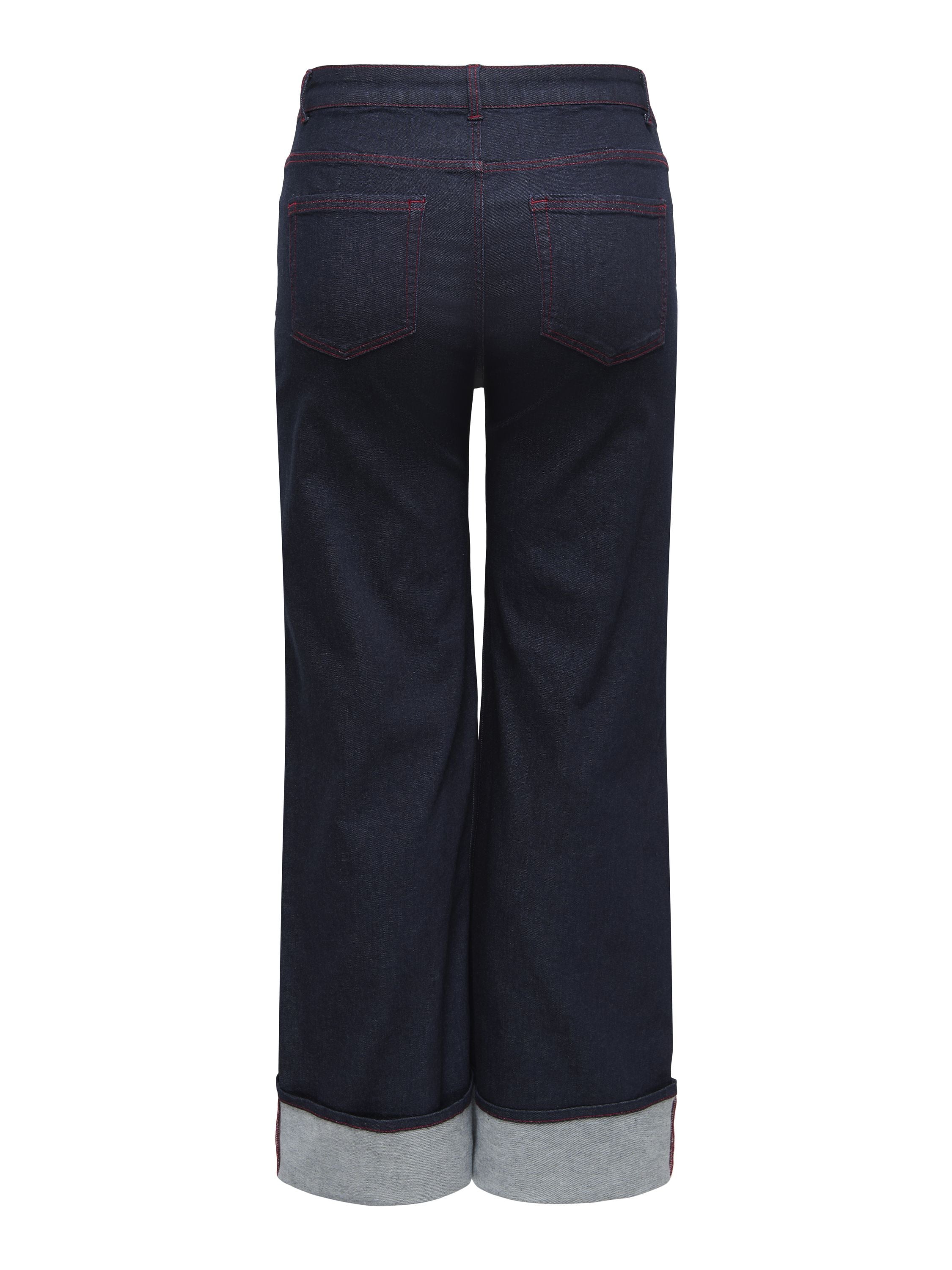 Jeans WILLY High Waist Wide Leg - Dark Blue Denim/RINSE - Blau