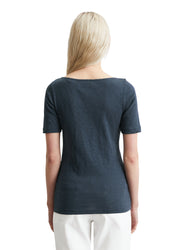 T-Shirt aus Baumwolle - 886-muted blue - Blau