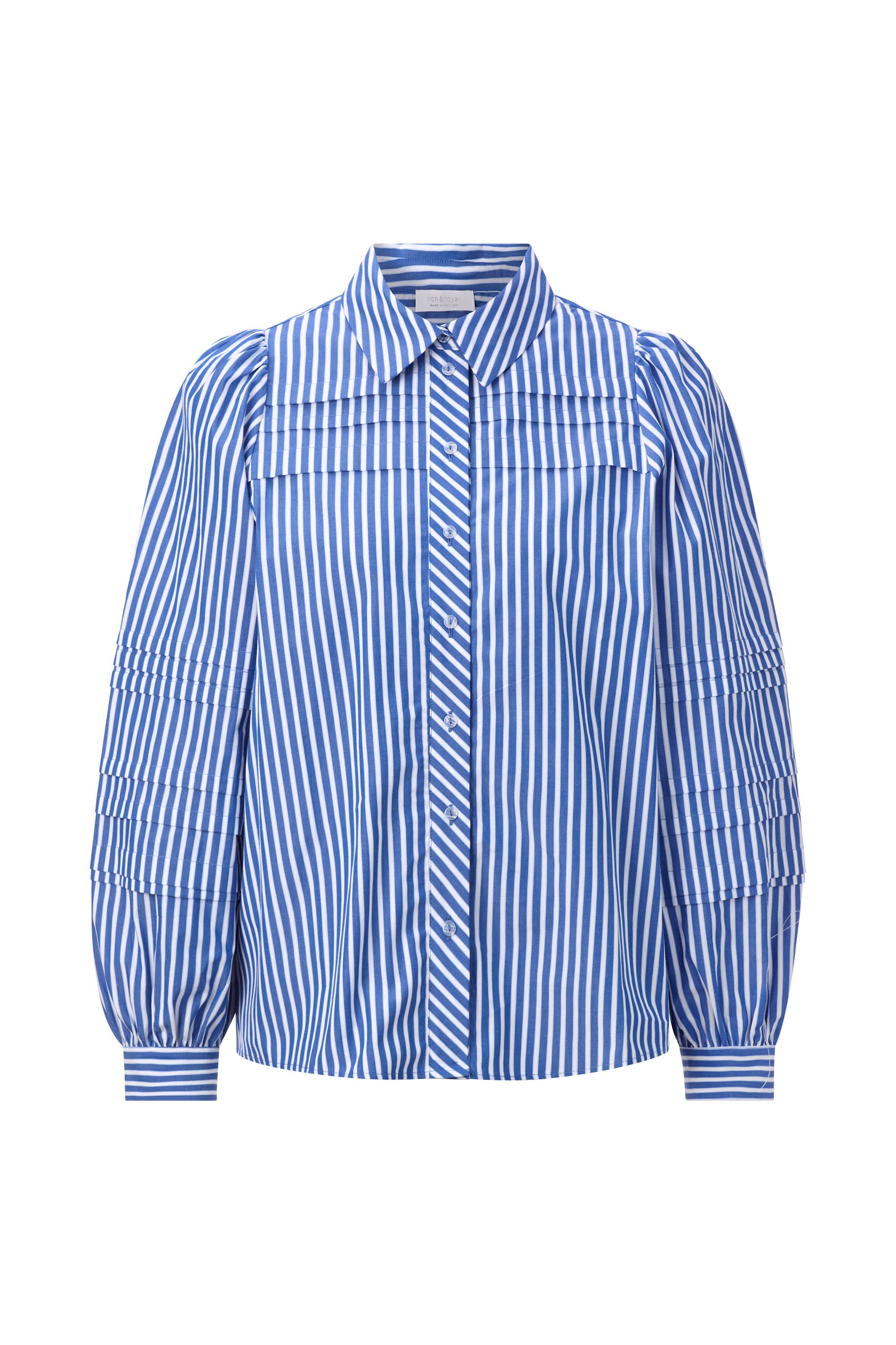 Bluse gestreift aus Baumwolle - 718-skyway blue - Blau