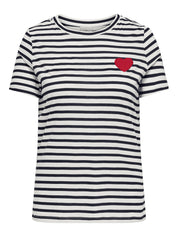 T-Shirt KIKO aus Baumwolle - Cloud Dancer/Night Sky W.heart - Blau | Weiß