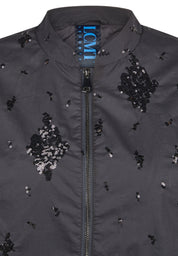 Paillettenbluse aus Baumwolle - 5388-Marineblau - Blau