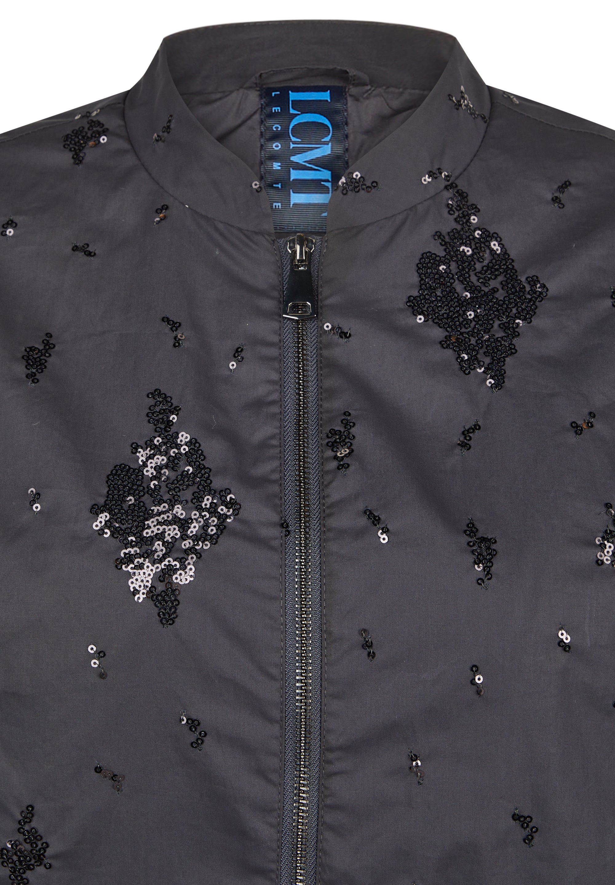 Paillettenbluse aus Baumwolle - 5388-Marineblau - Blau