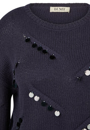 Strickpullover aus Wollmix - 5388-Marineblau - Blau