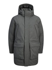 Parka meliert mit Kapuze - Dark Grey Melange/Melange - Grau