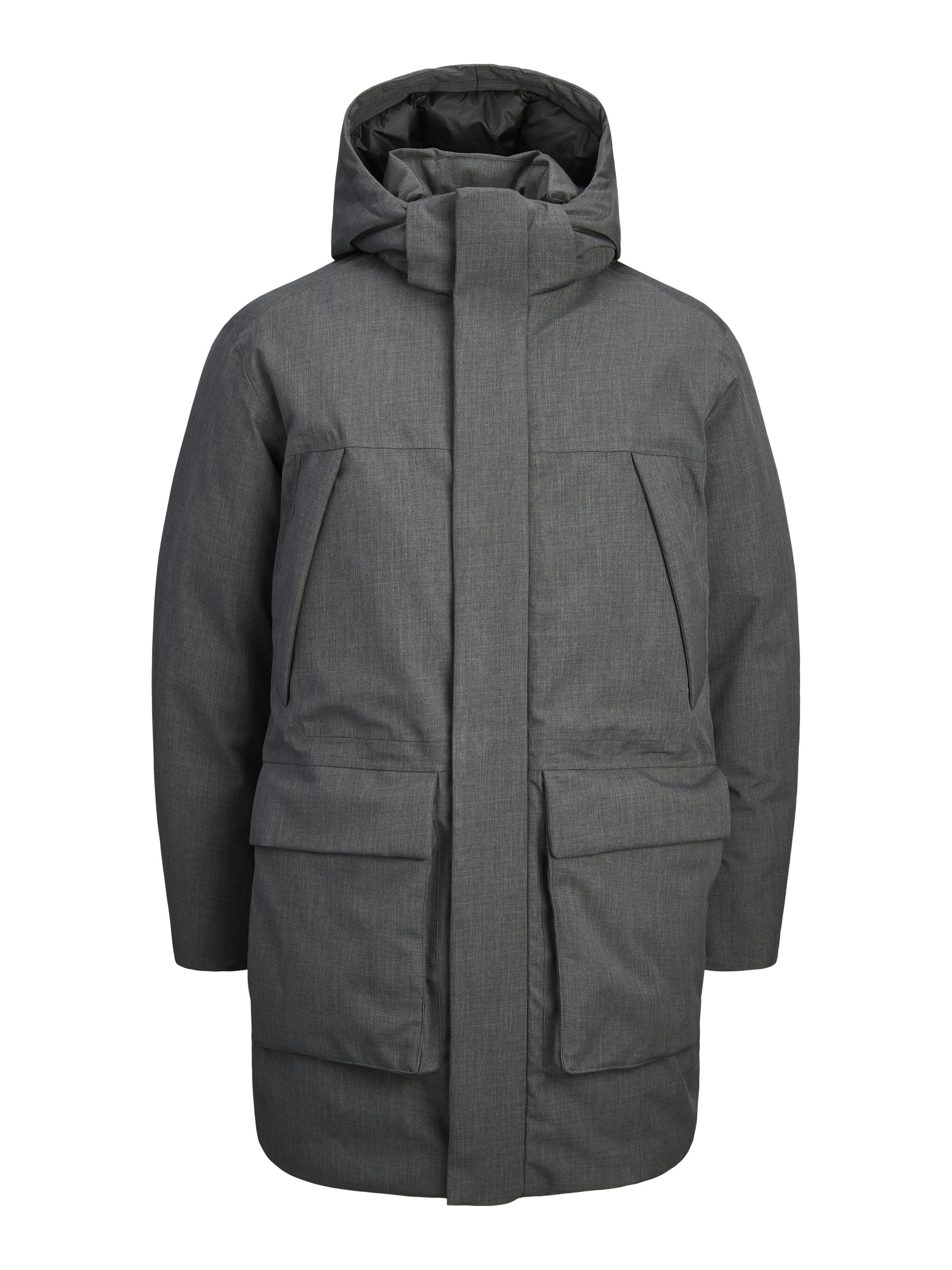 Parka meliert mit Kapuze - Dark Grey Melange/Melange - Grau