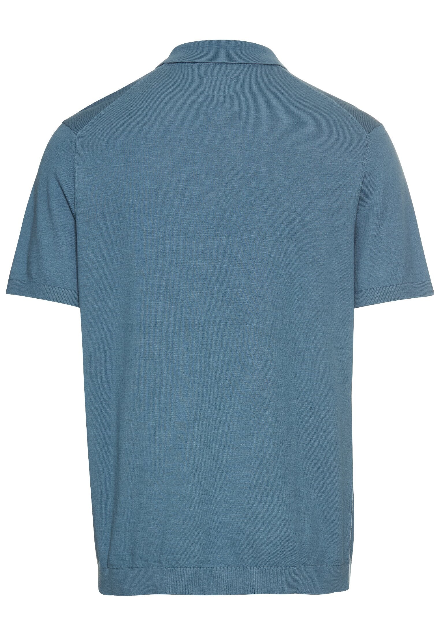 Leichtes Strick-Polo aus reiner Baumwolle - 43-Stone Blue - Blau