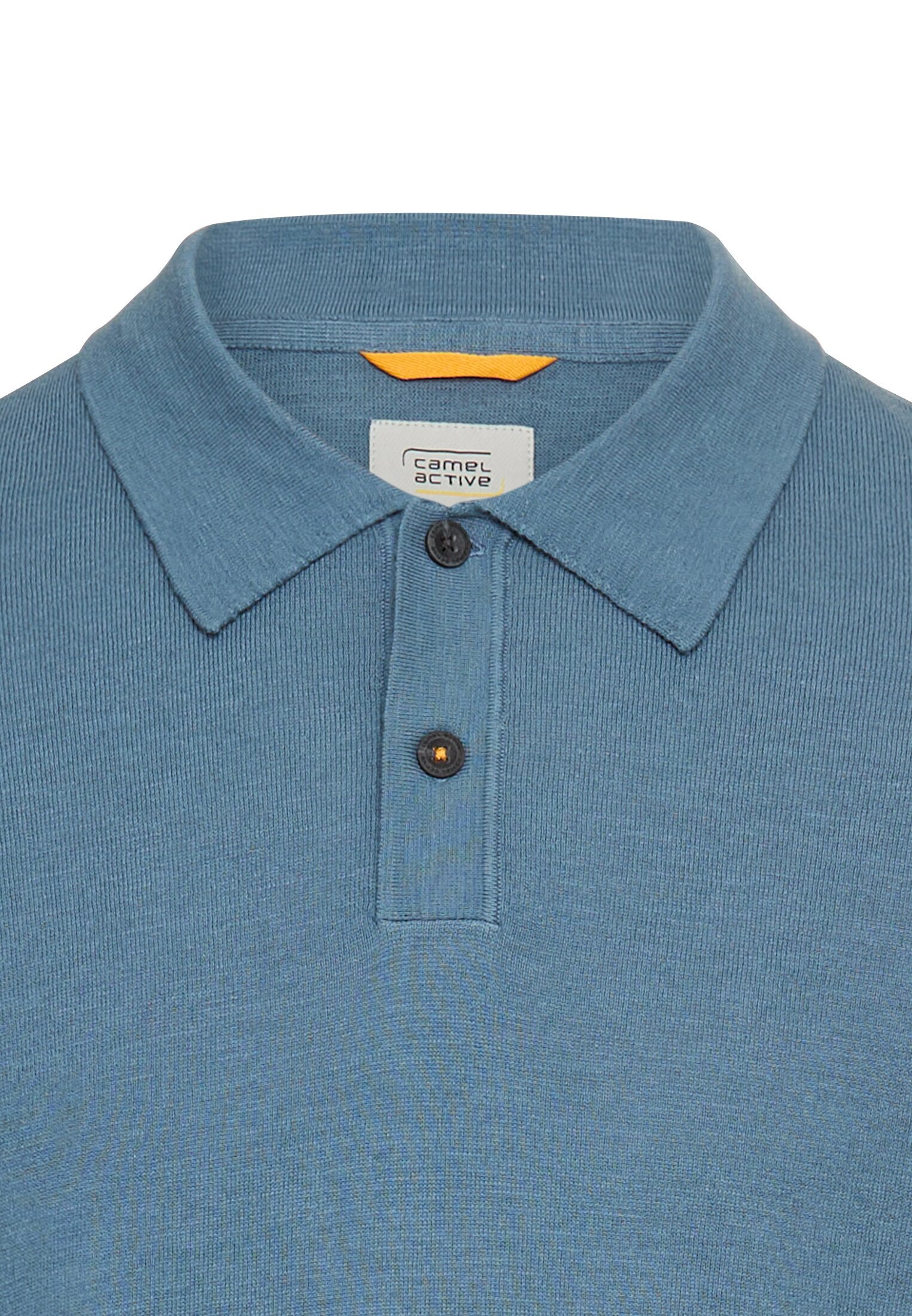 Leichtes Strick-Polo aus reiner Baumwolle - 43-Stone Blue - Blau