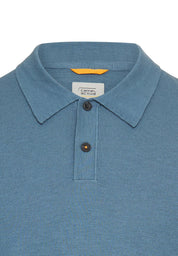 Leichtes Strick-Polo aus reiner Baumwolle - 43-Stone Blue - Blau