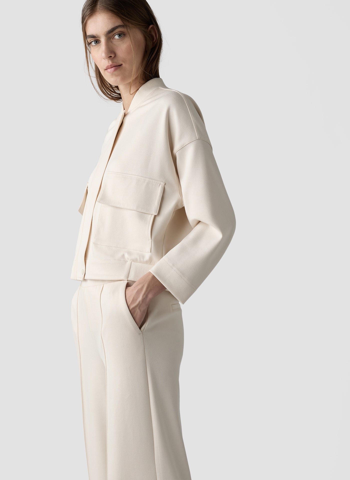 Sweatshirtjacke aus Viskosemix - 5608-Elfenbein - Creme