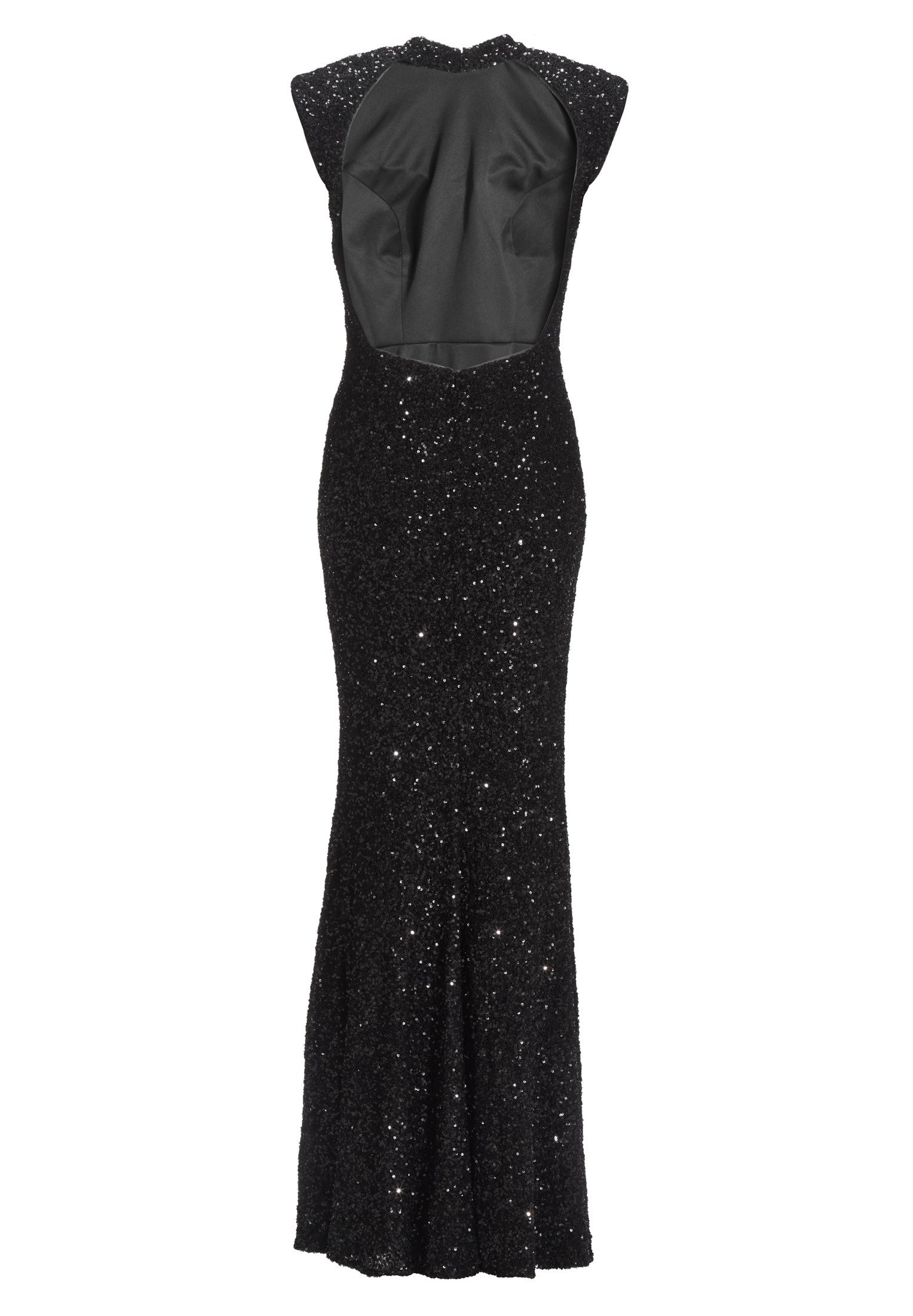 Paillettenkleid Maxi mit Rückenausschnitt - 100 - Schwarz