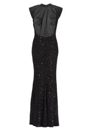 Paillettenkleid Maxi mit Rückenausschnitt - 100 - Schwarz