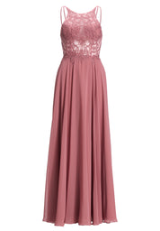 Abendkleid Maxi mit Stickerei und Chiffonrock - 683 - Rosa