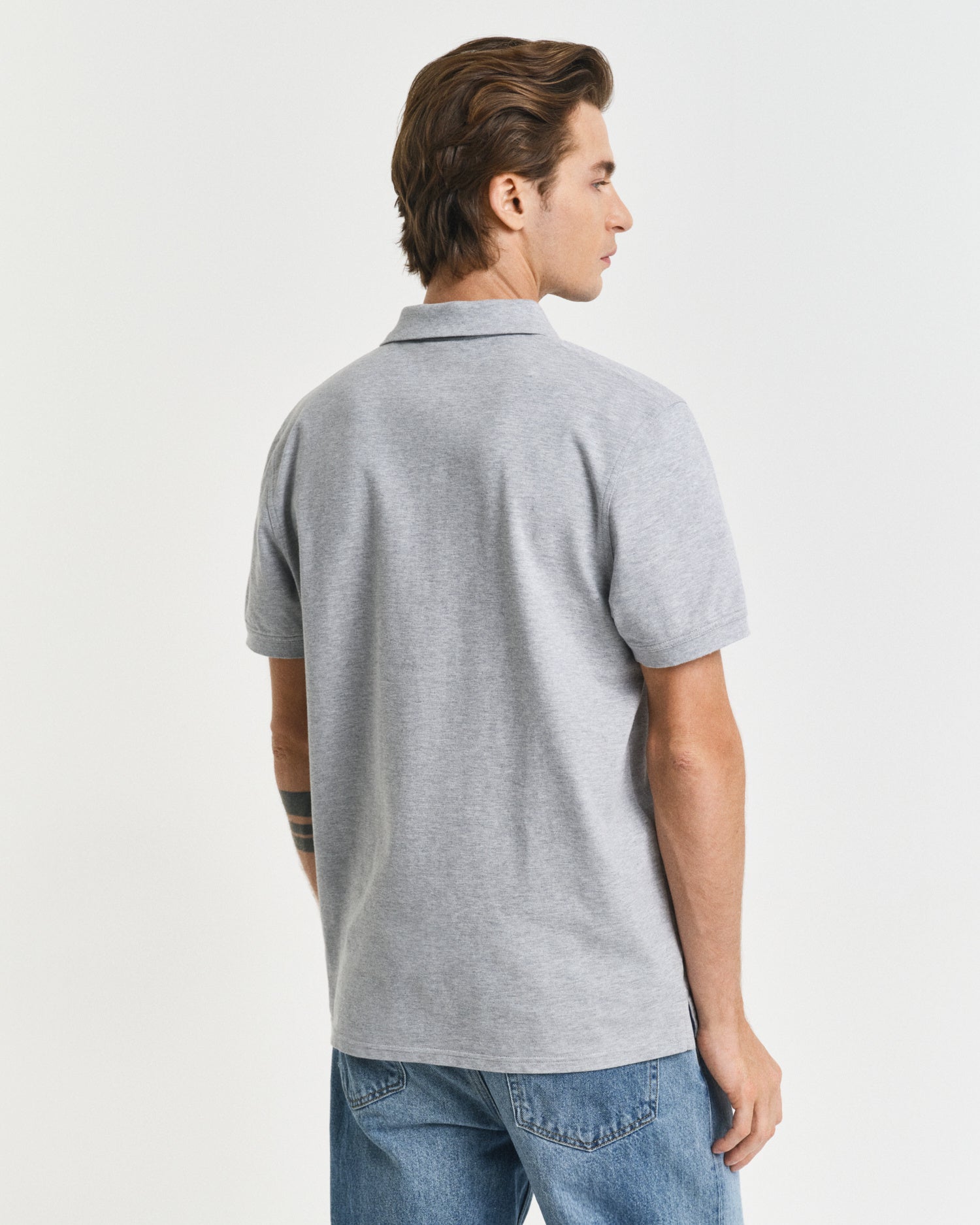 Poloshirt aus Baumwolle - 93-GREY MELANGE - Grau