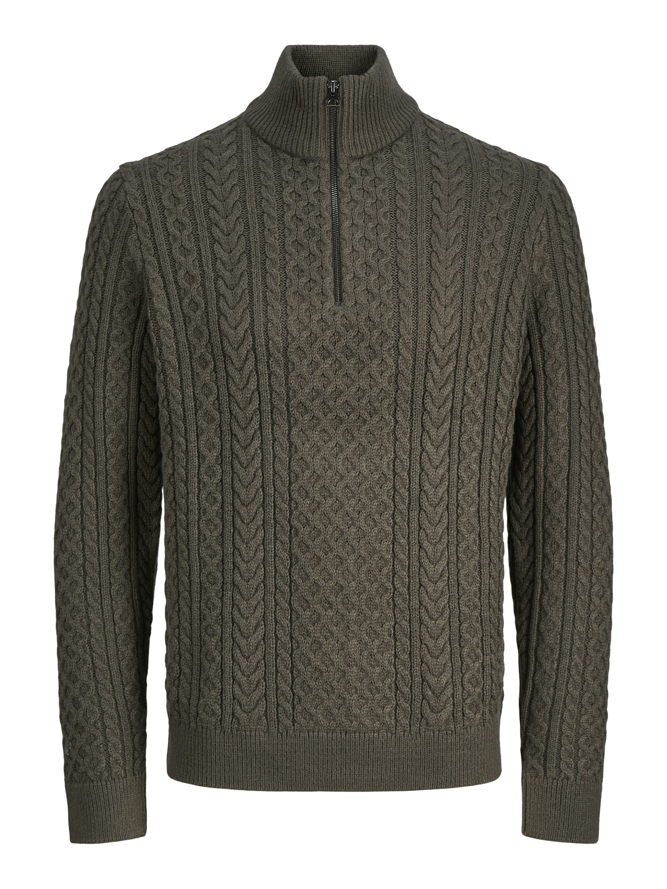 Strickpullover aus Baumwollmix - Black Olive - Grün
