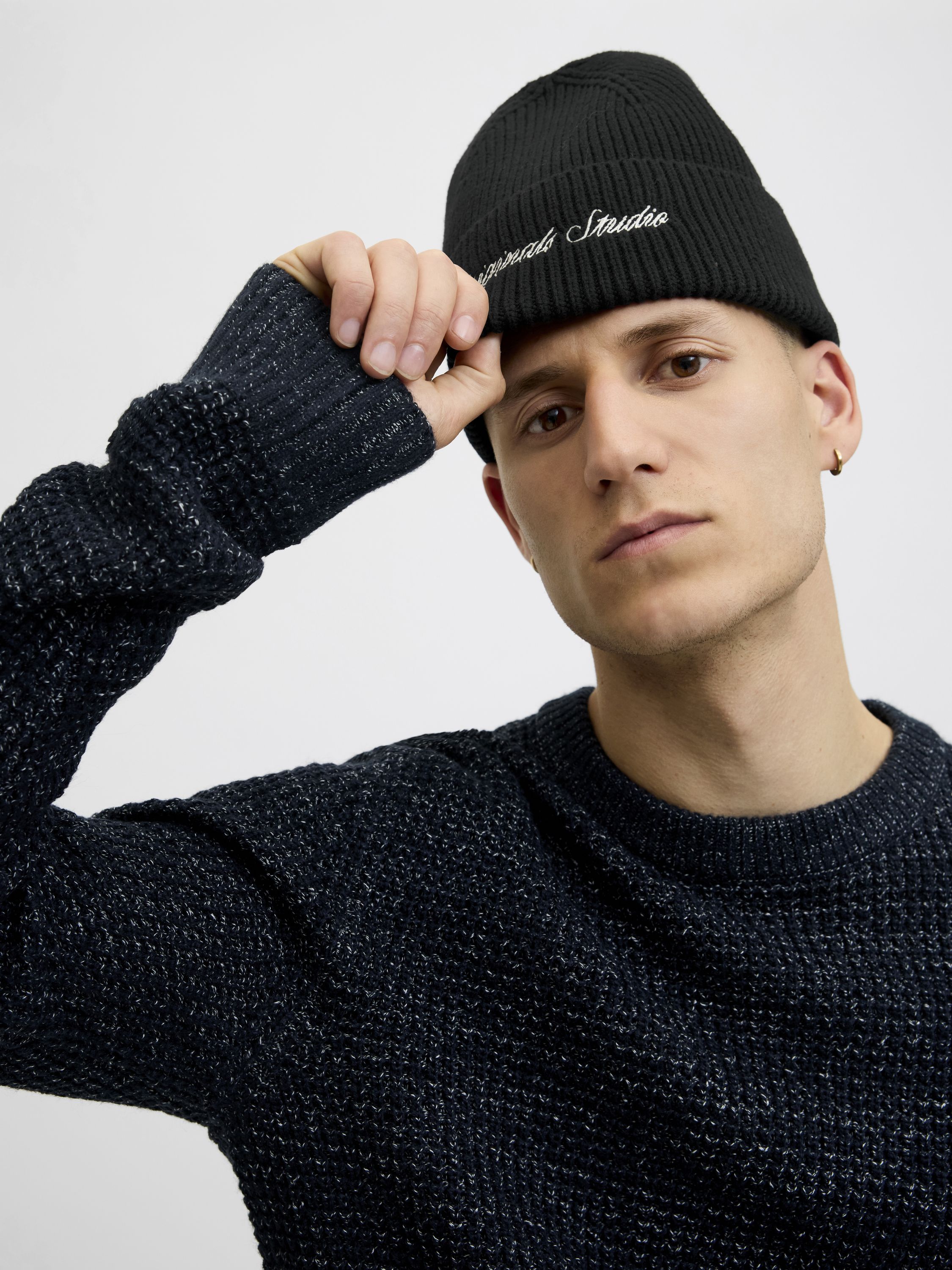 Strickmütze aus Baumwollmix - Black - Schwarz