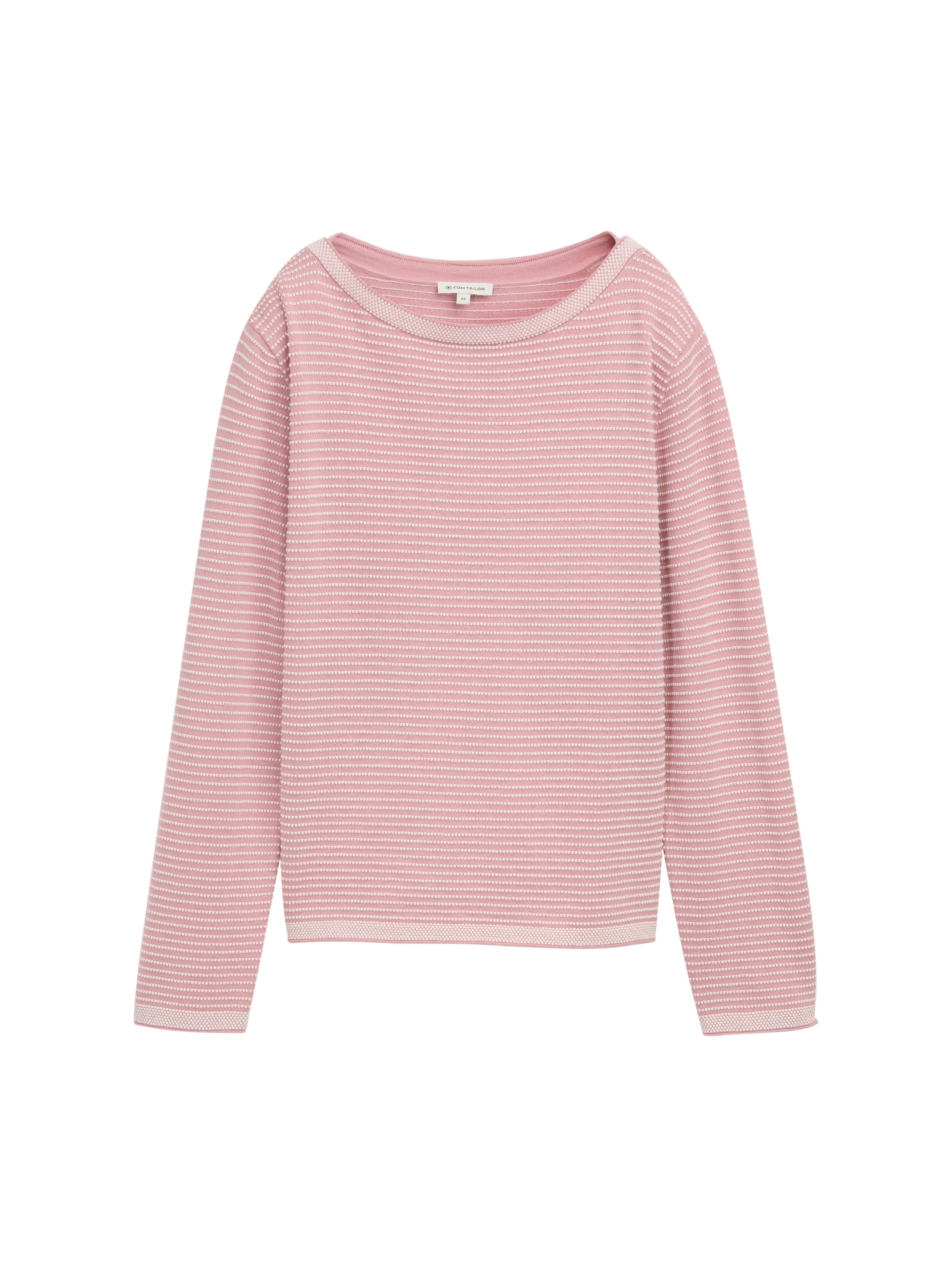 Strickpullover aus Baumwolle - 38706-rose bubble knit stripe - Rosa