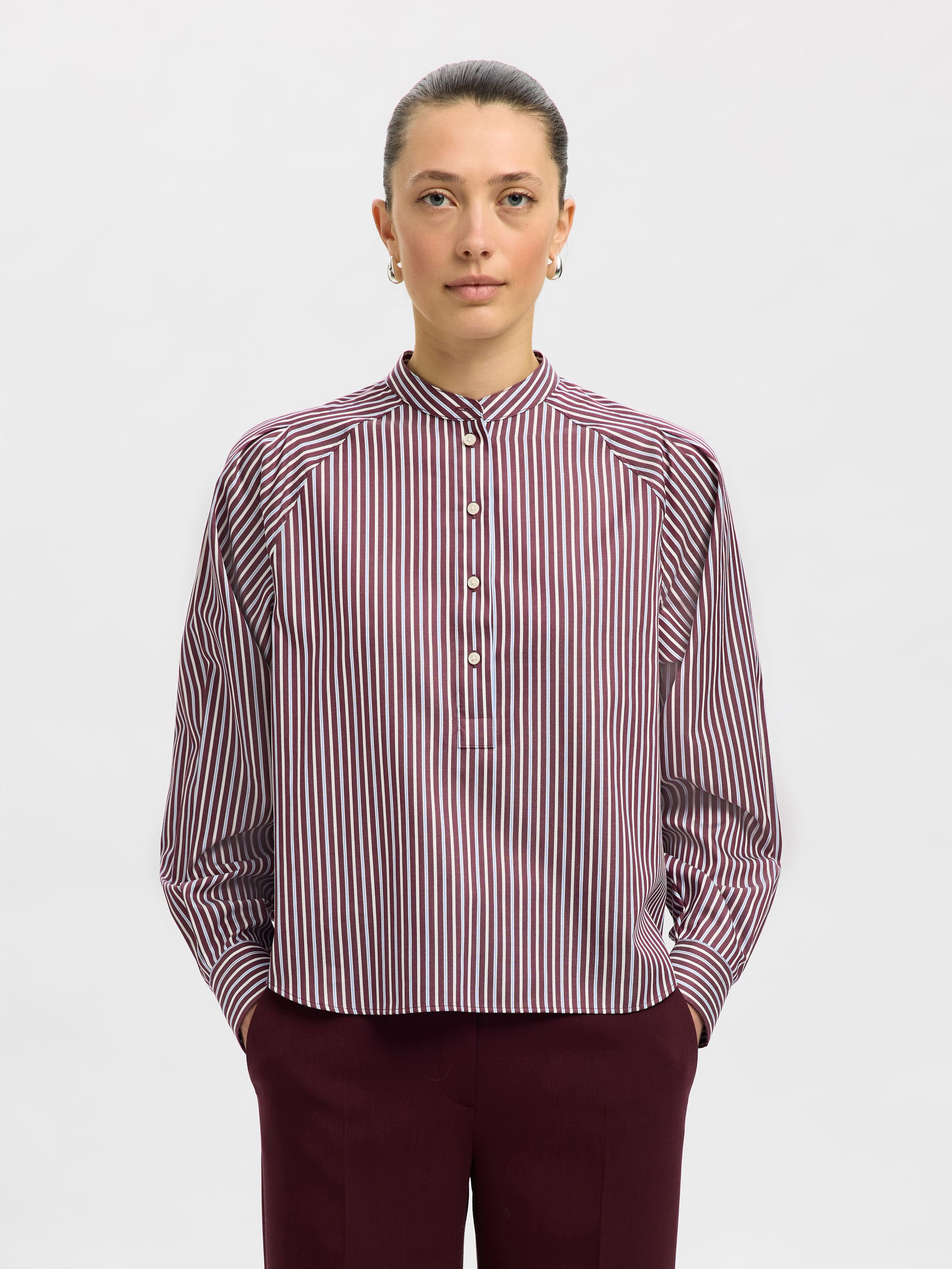 Hemdbluse Relaxed Fit aus Bio-Baumwolle - Fig/ANCIENT WATER - Violett