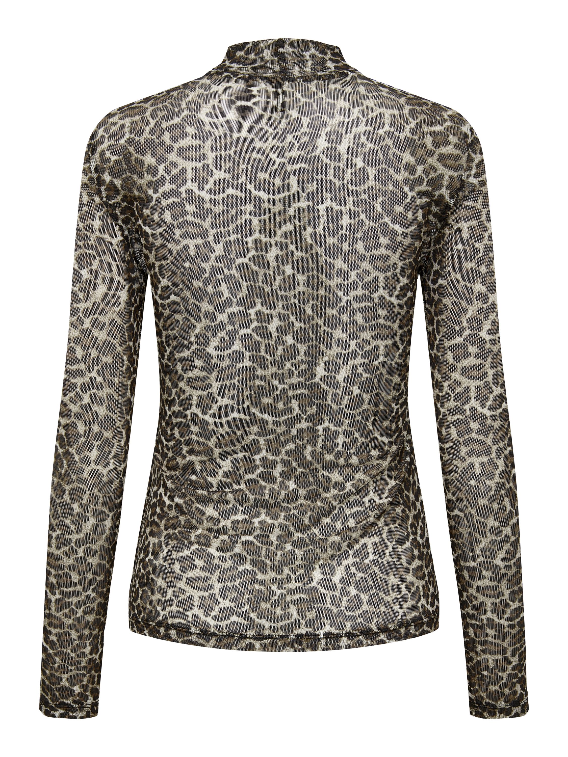 Langarmshirt aus Mesh - Pumice Stone/Everyday leo - Beige