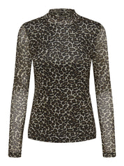 Langarmshirt aus Mesh - Pumice Stone/Everyday leo - Beige