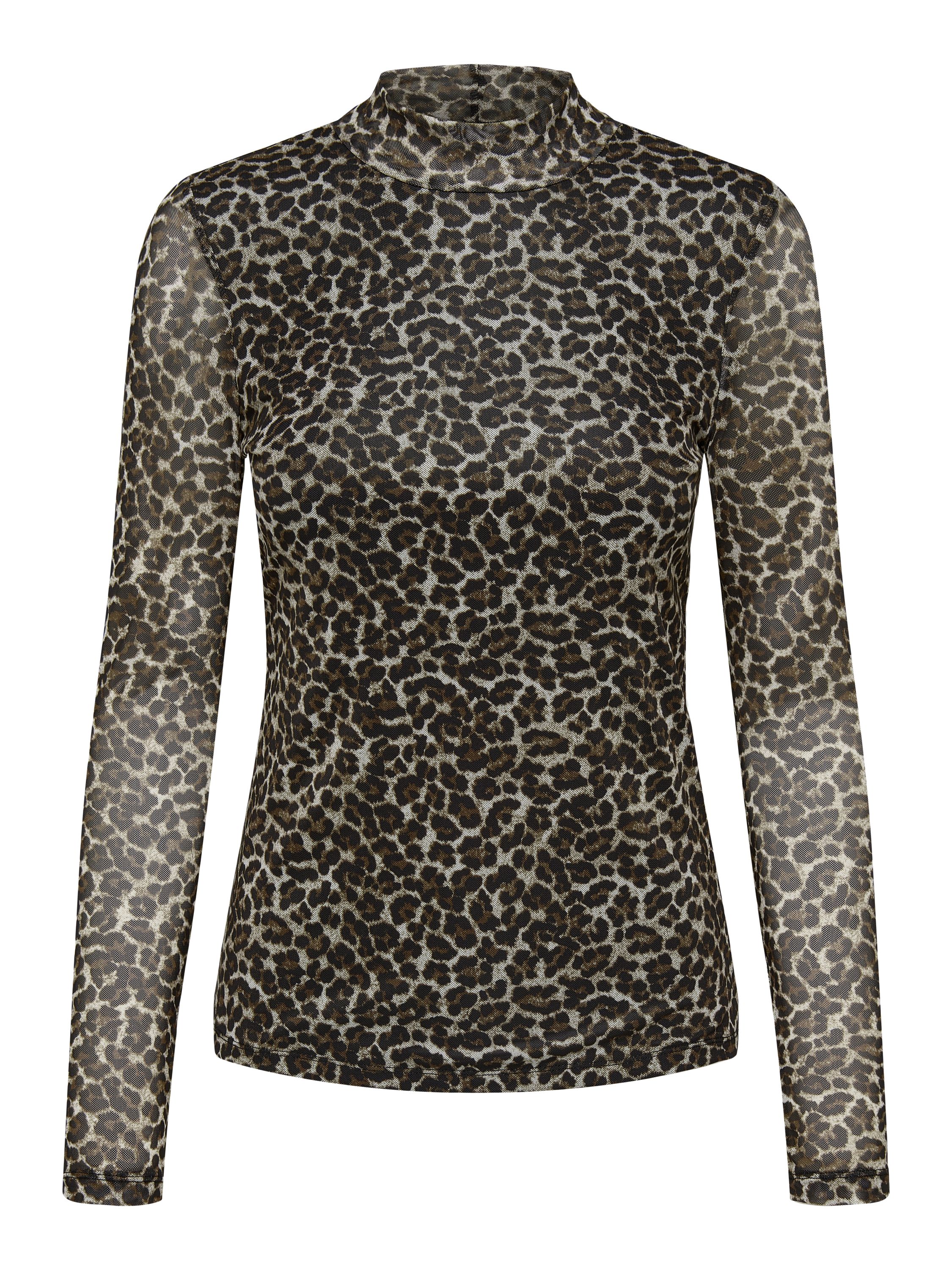 Langarmshirt aus Mesh - Pumice Stone/Everyday leo - Beige