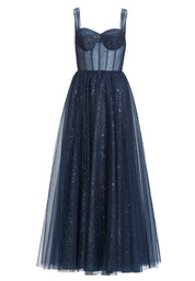 Tüllrobe mit Schimmereffekt - 300 - Blau
