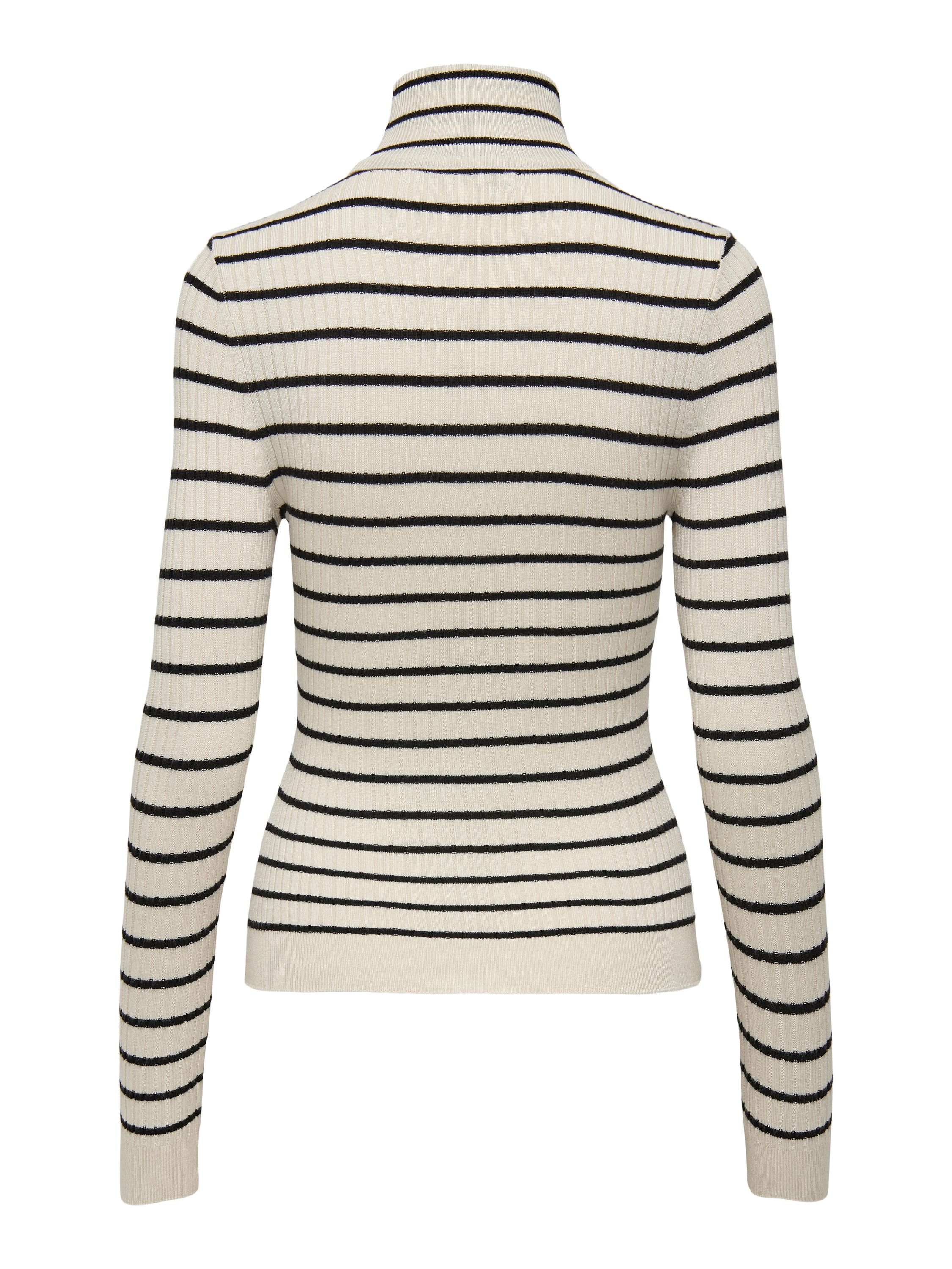 Strickpullover mit Rollkragen - Whitecap Gray/Black Small Stri - Weiß