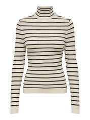Strickpullover mit Rollkragen - Whitecap Gray/Black Small Stri - Weiß