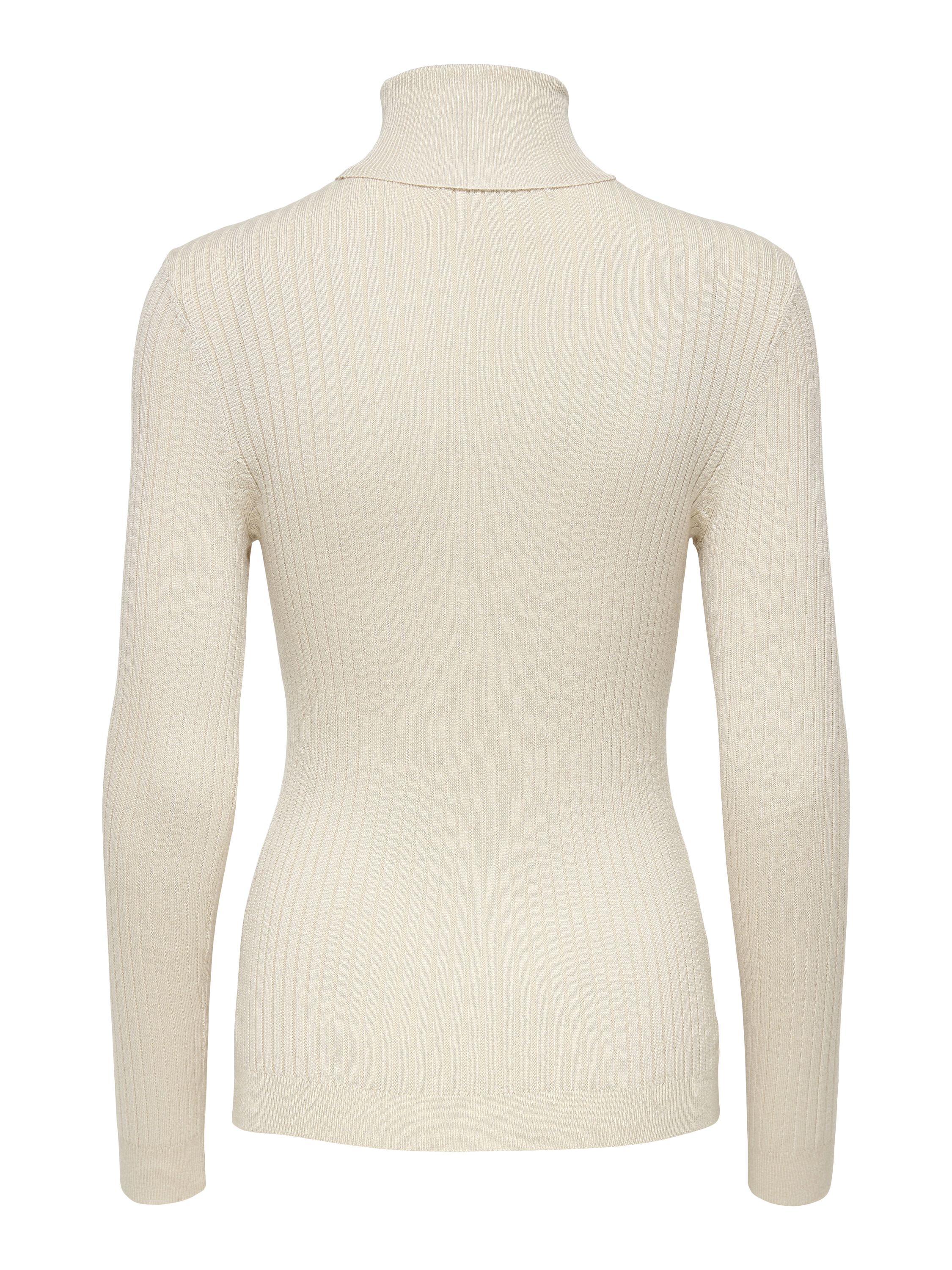 Strickpullover mit Rollkragen - Pumice Stone/W. MELANGE - Creme
